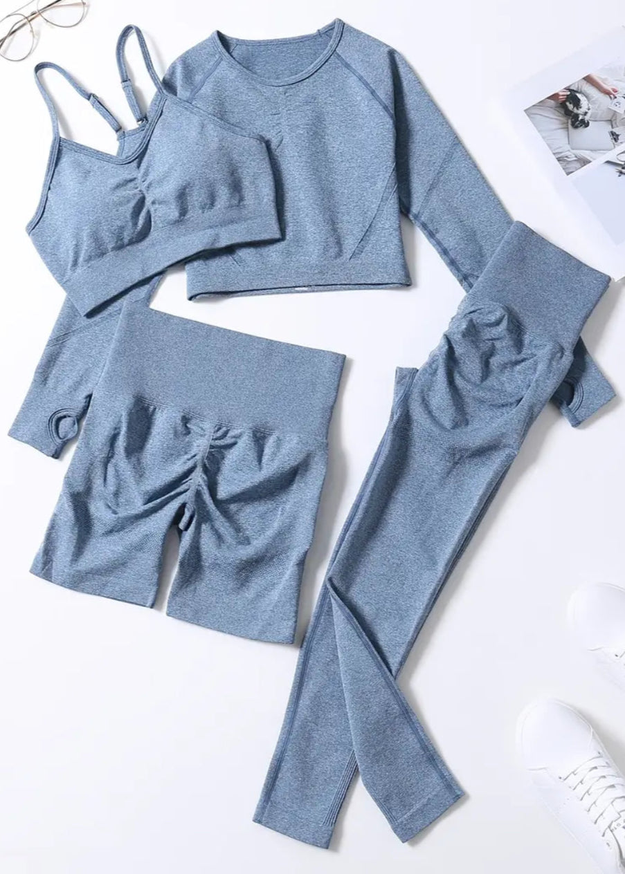 Blue athletic wear set on a white background