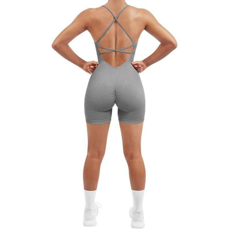 CRISS CROSS BACK WORKOUT ROMPERS
