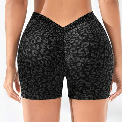 BLACK LEOPARD V-BACK SHORTS