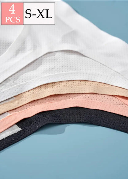 Stack of white, black, and multicolor shirts with '4 PCS S-XL' text on a blue background