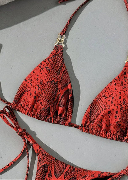 SNAKESKIN PRINT BIKINI SET