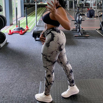 Grey & Black Marble Scrunch Butt Leggings