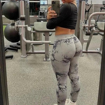 Grey & Black Marble Scrunch Butt Leggings