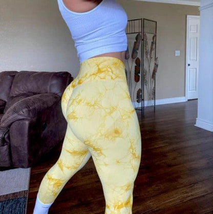 MARBLE SCRUNCH LEGGINGS - Yellow