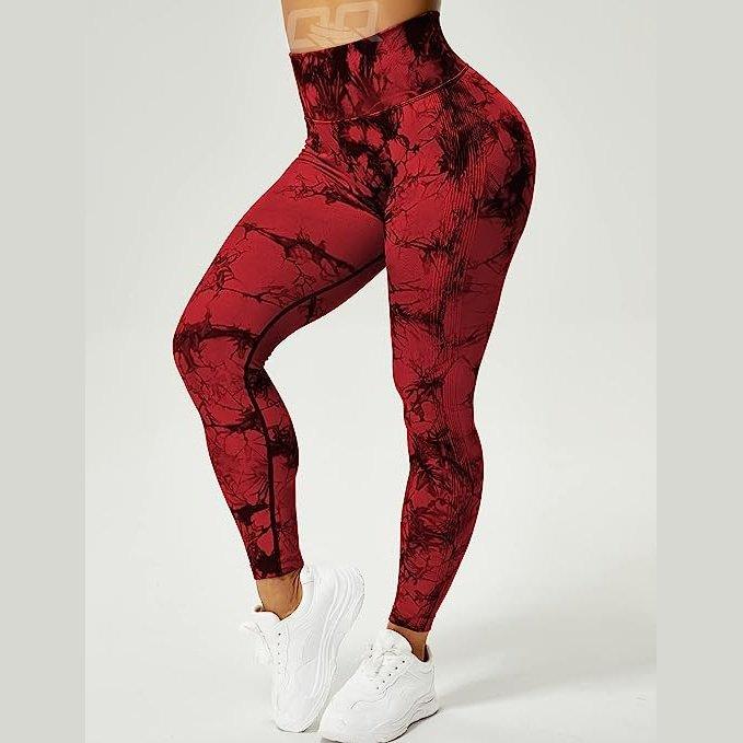 Red and Black Marbled Scrunch Leggings