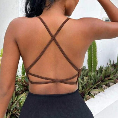 TWIST FRONT BACKLESS SPORTS BRA