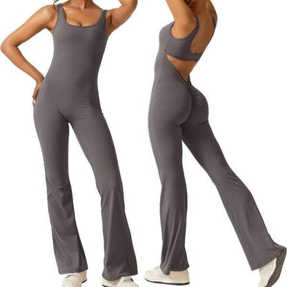 V BACK FLARED JUMPSUIT