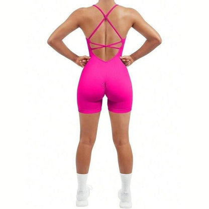 CRISS CROSS BACK WORKOUT ROMPERS