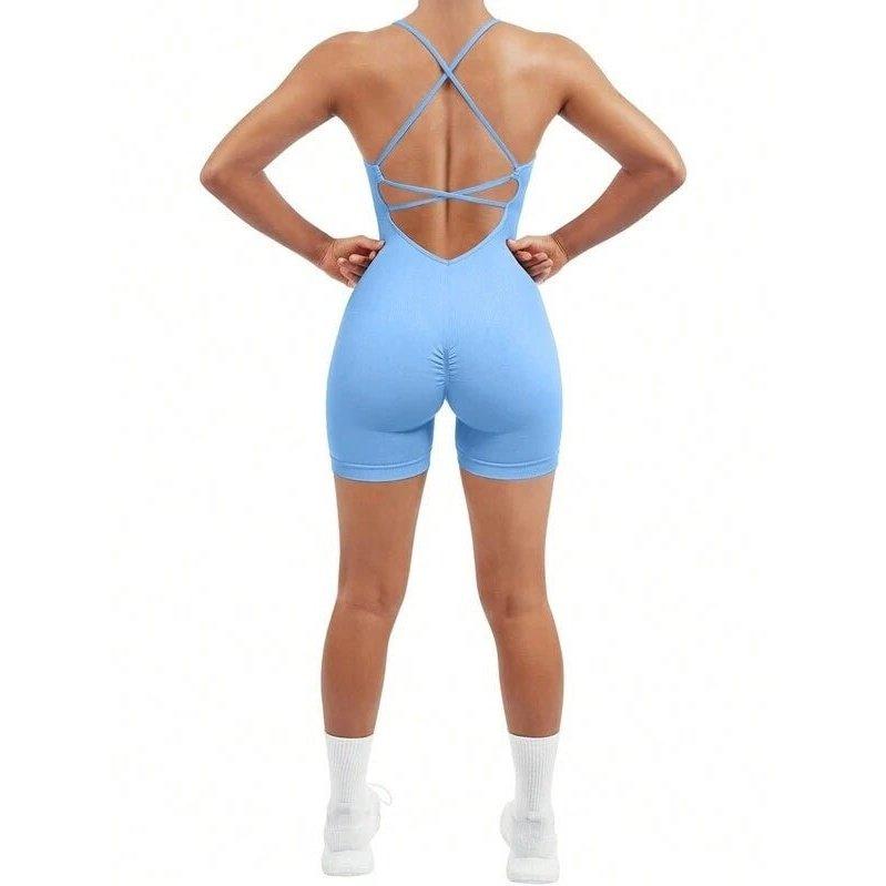 CRISS CROSS BACK WORKOUT ROMPERS