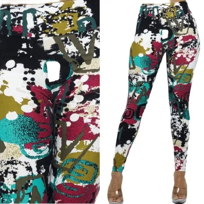 ABSTRACT BRUSHED LEGGINGS - Activewear Sale!