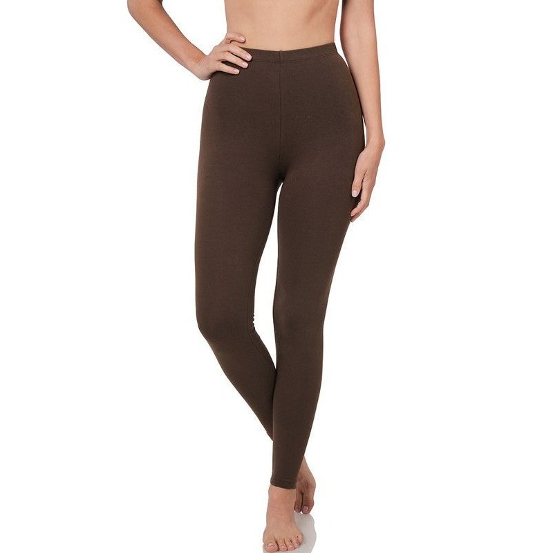 Basic High Waist Cotton Leggings - 25 Colorways
