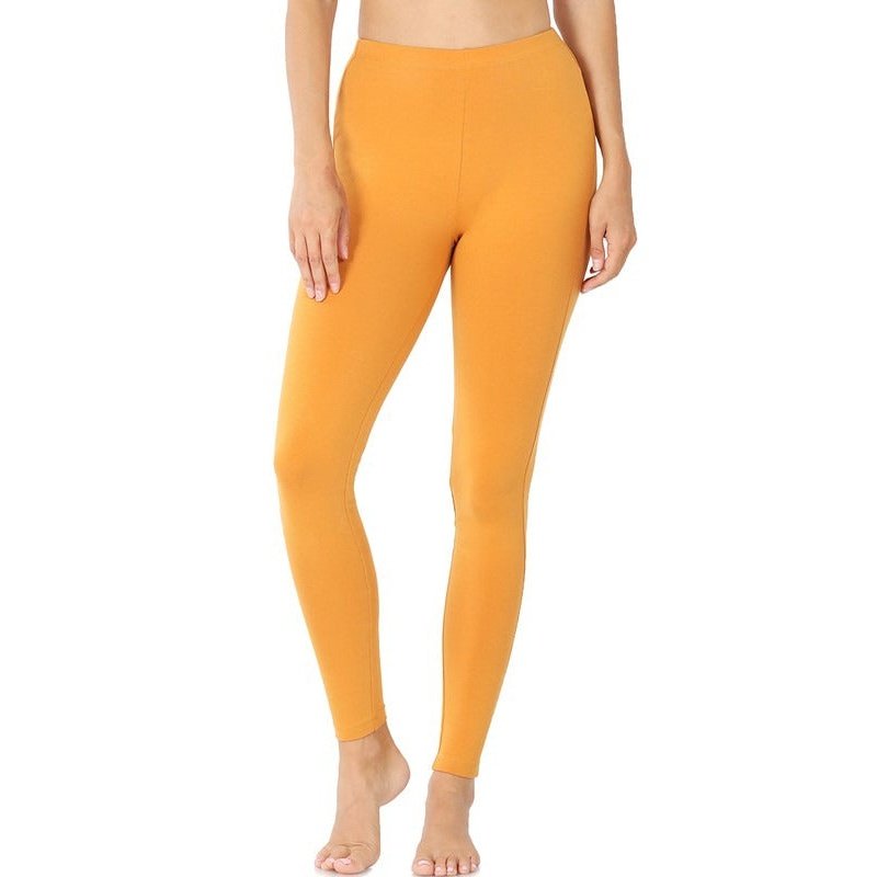 Basic High Waist Cotton Leggings - 25 Colorways