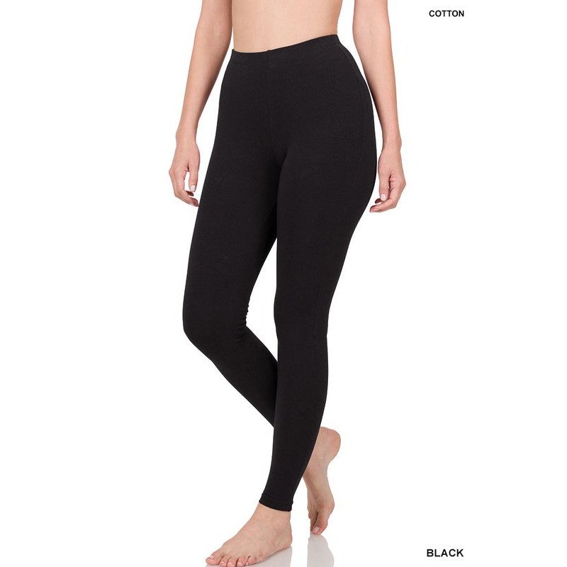 Basic High Waist Cotton Leggings - 25 Colorways