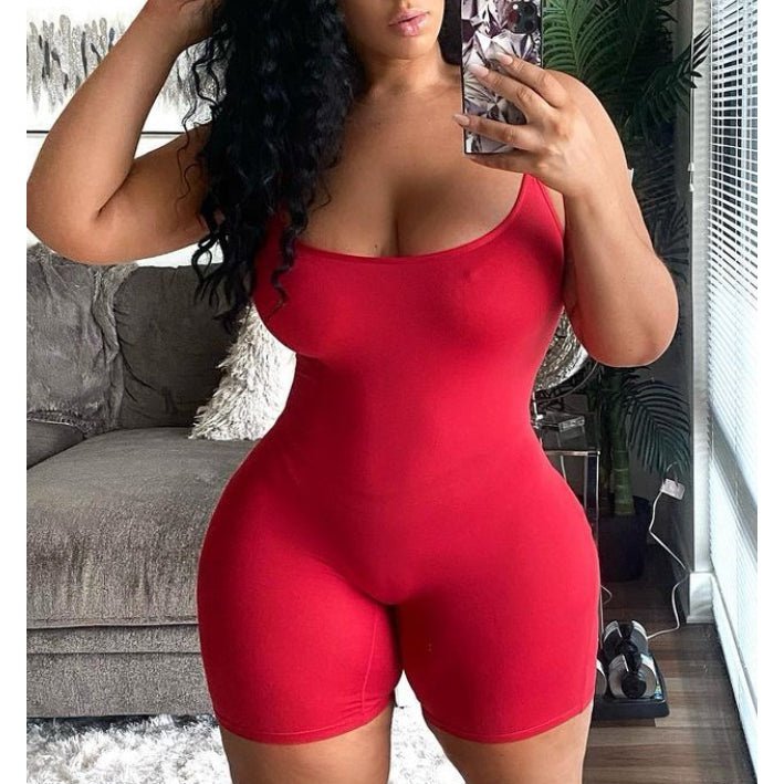 Basic Mid Thigh Thick Strappy Cotton Jumpsuit - 11 Colorways