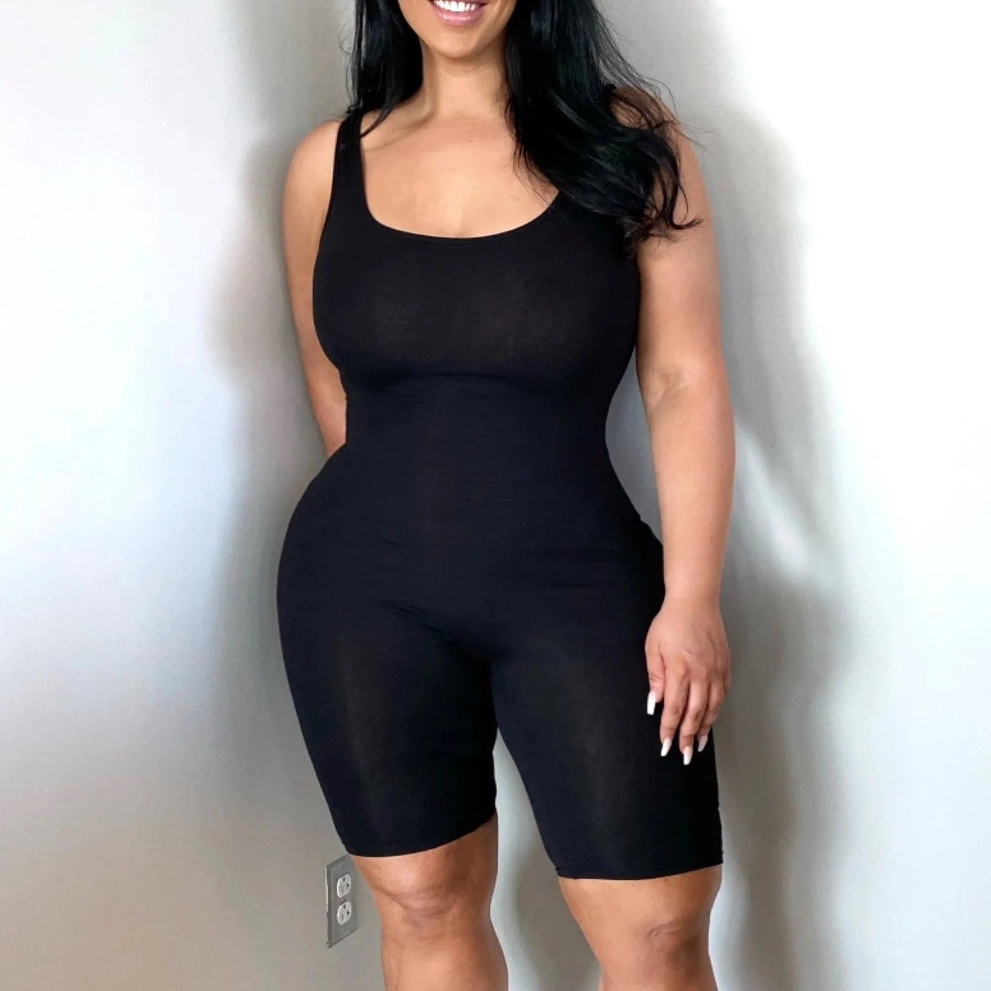 Basic Mid Thigh Thick Strappy Cotton Jumpsuit - 11 Colorways