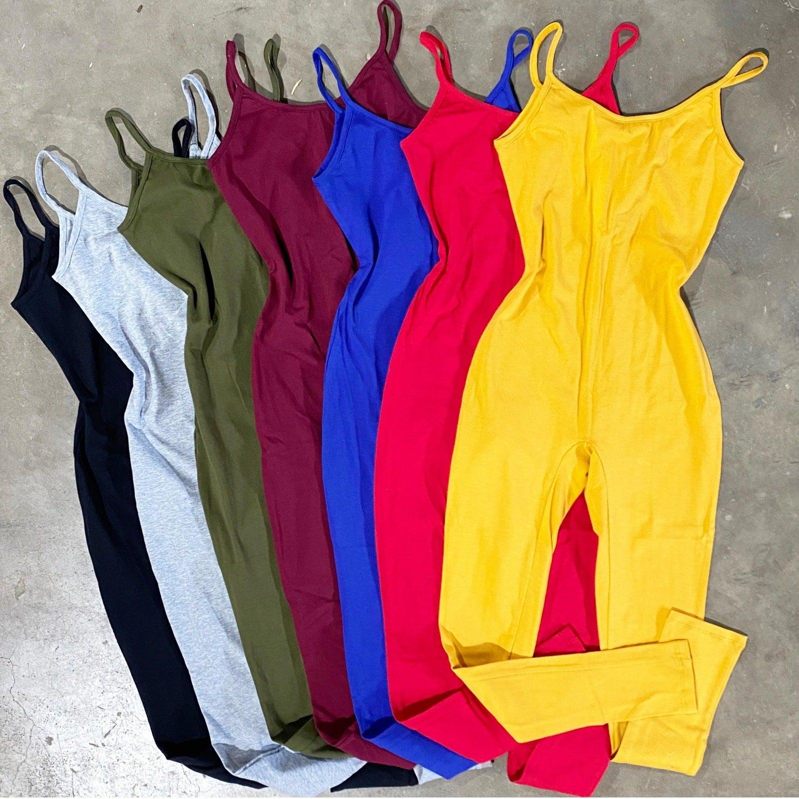 Basic Strappy Cotton Jumpsuit - 13 Colorways