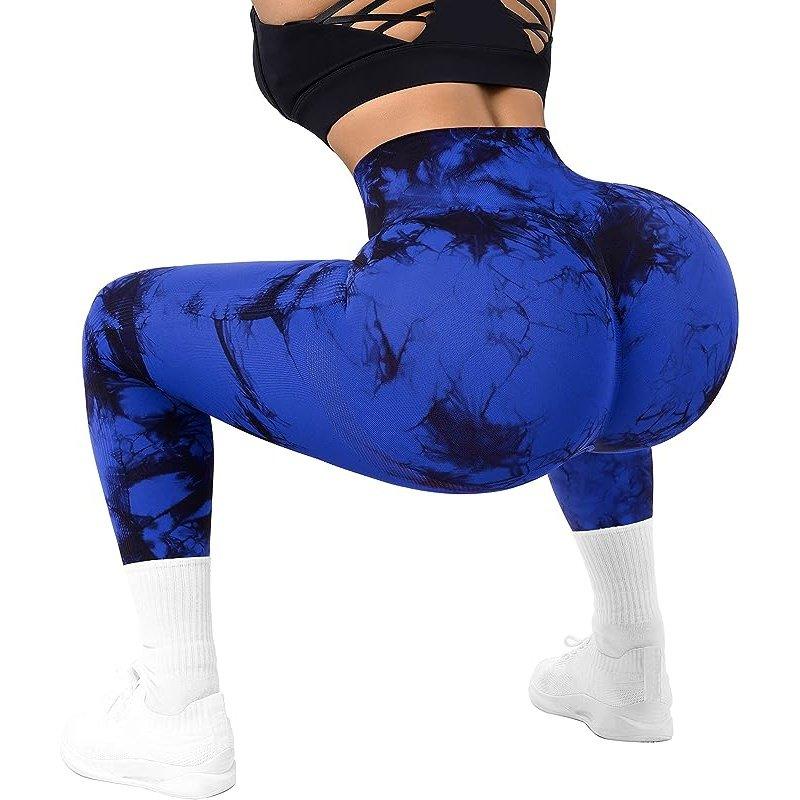 Royal Blue and Black Marble Scrunch Butt Leggings