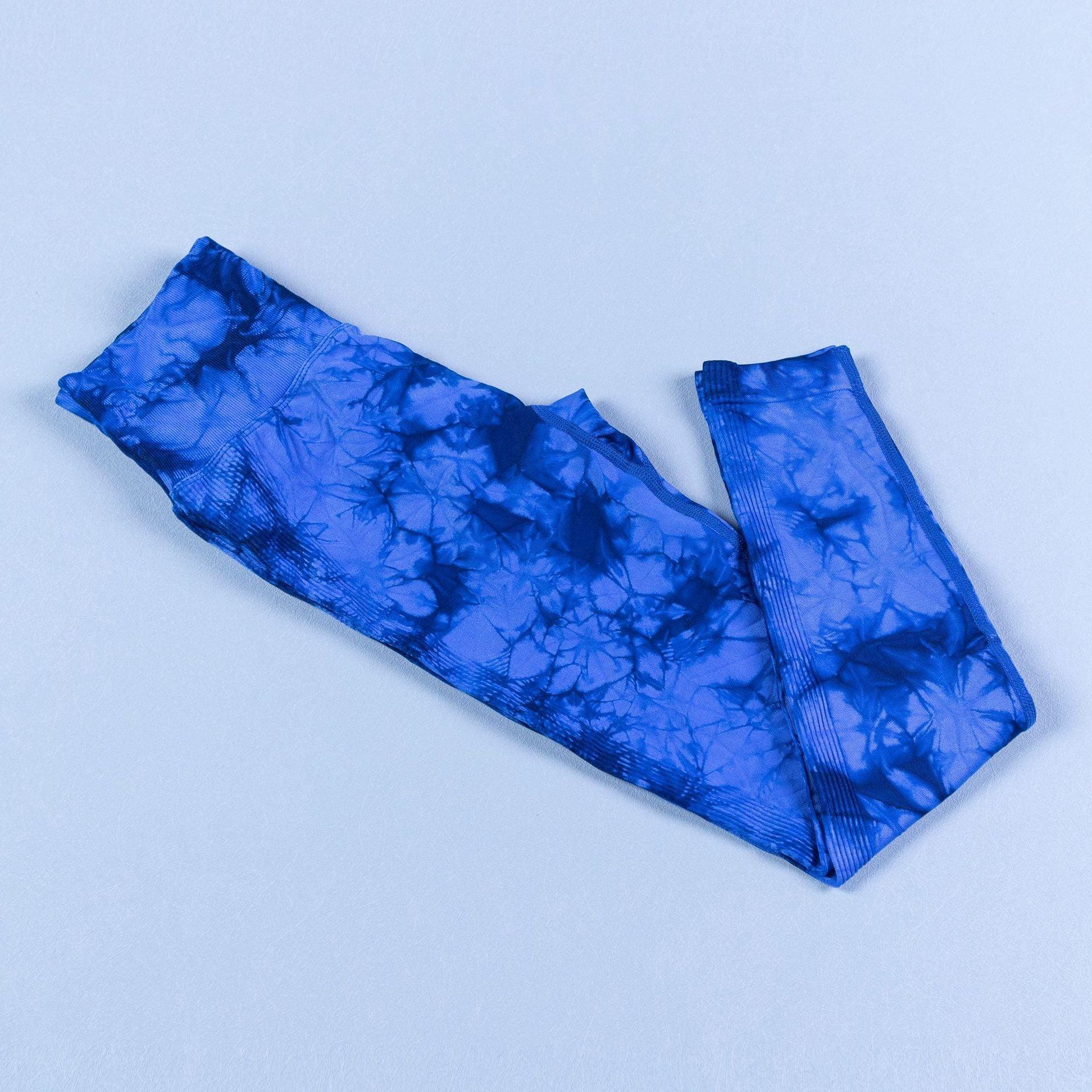 Royal Blue and Black Marble Scrunch Butt Leggings