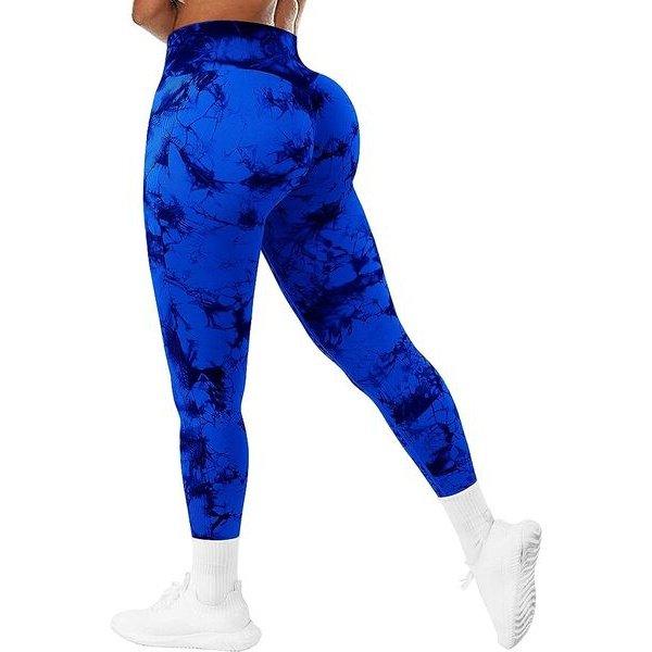 Royal Blue and Black Marble Scrunch Butt Leggings