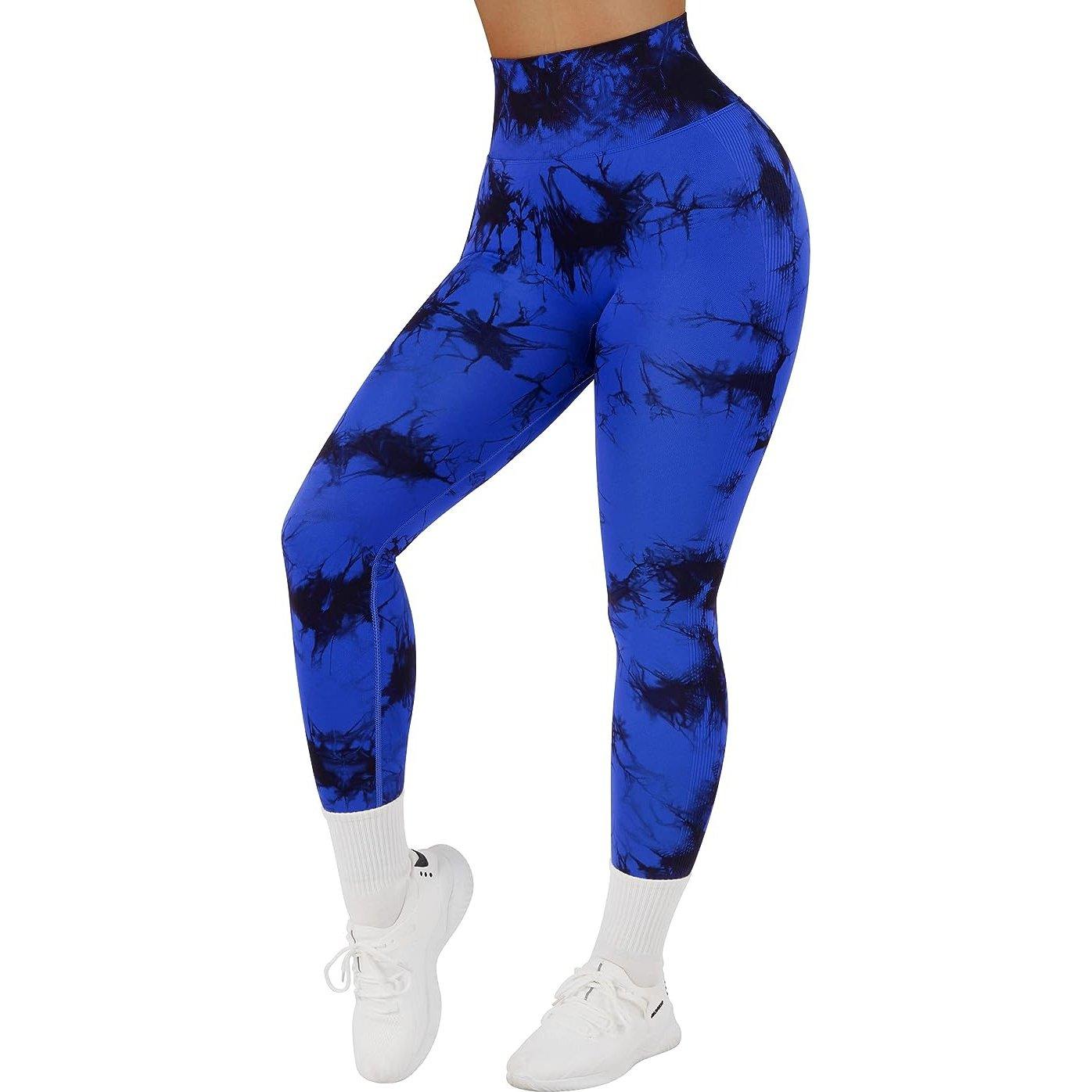 Royal Blue and Black Marble Scrunch Butt Leggings