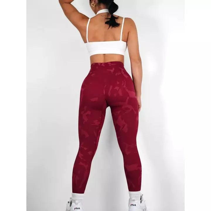 CAMO SCRUNCH LEGGINGS - Wine