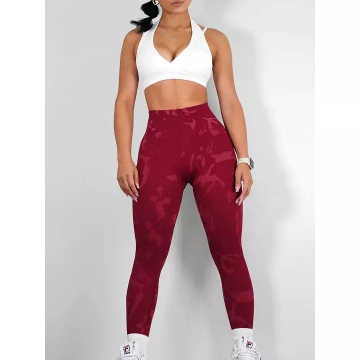 CAMO SCRUNCH LEGGINGS - Wine