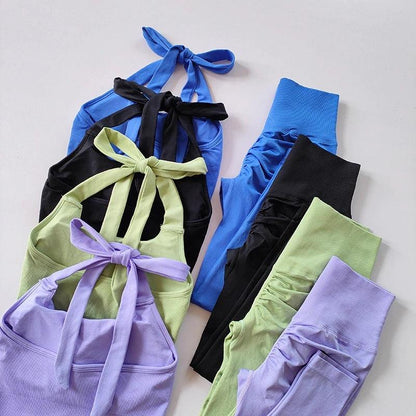 HALTER SCRUNCH BUTT LEGGINGS SET - 5 Colorways