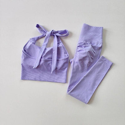 HALTER SCRUNCH BUTT LEGGINGS SET - 5 Colorways