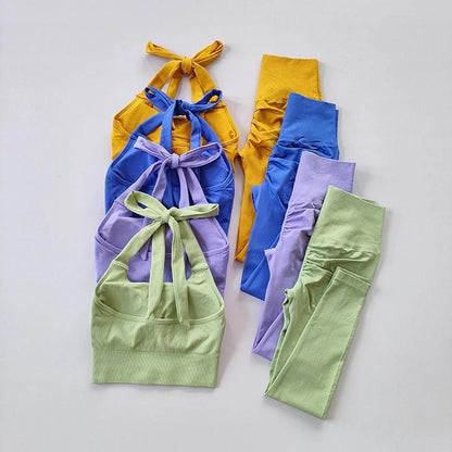 HALTER SCRUNCH BUTT LEGGINGS SET - 5 Colorways
