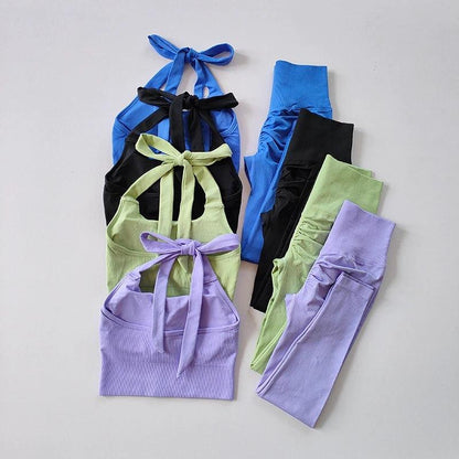 HALTER SCRUNCH BUTT LEGGINGS SET - 5 Colorways