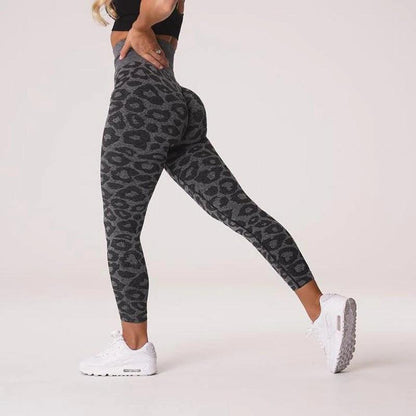 LEOPARD SEAMLESS LEGGINGS - Black