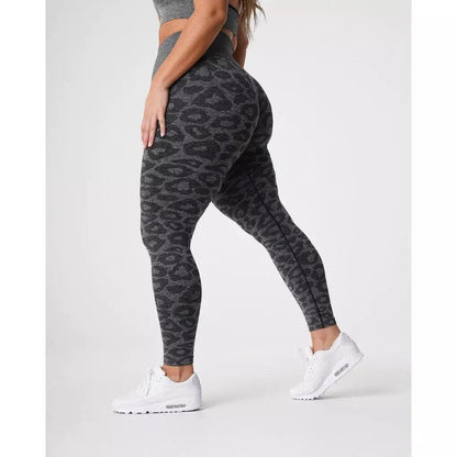 LEOPARD SEAMLESS LEGGINGS - Black