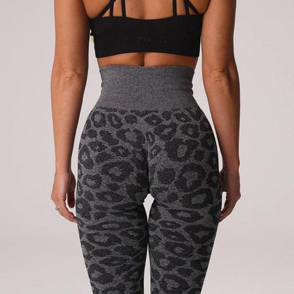 LEOPARD SEAMLESS LEGGINGS - Black