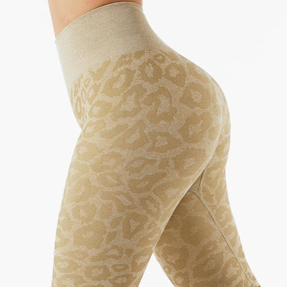 LEOPARD SEAMLESS LEGGINGS - Khaki