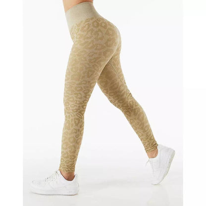 LEOPARD SEAMLESS LEGGINGS - Khaki