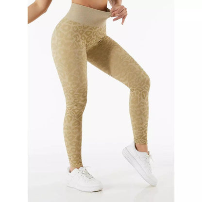 LEOPARD SEAMLESS LEGGINGS - Khaki