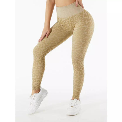 LEOPARD SEAMLESS LEGGINGS - Khaki