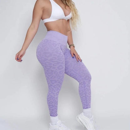 LEOPARD SEAMLESS LEGGINGS - Lilac