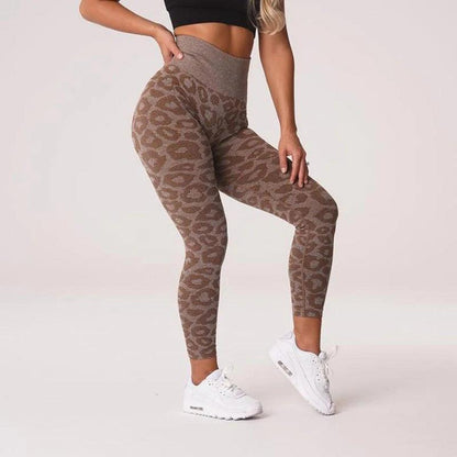 LEOPARD SEAMLESS LEGGINGS - Mocha