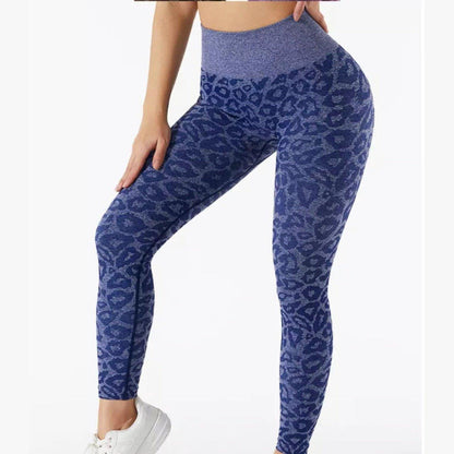 LEOPARD SEAMLESS LEGGINGS - Navy
