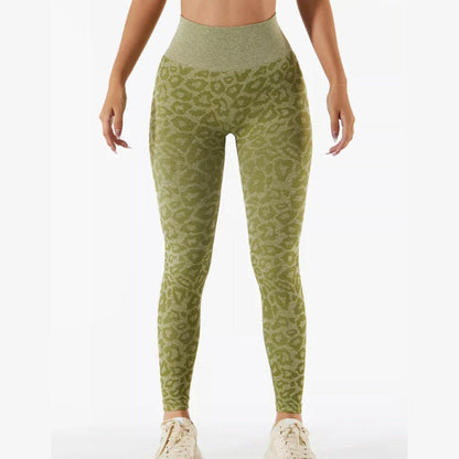 LEOPARD SEAMLESS LEGGINGS - Olive