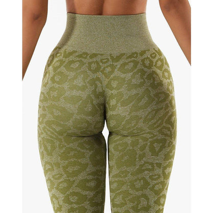 LEOPARD SEAMLESS LEGGINGS - Olive