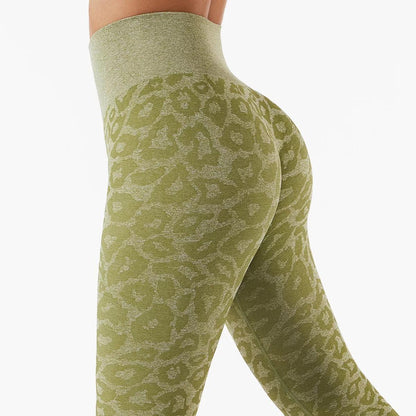 LEOPARD SEAMLESS LEGGINGS - Olive