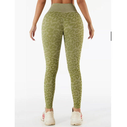 LEOPARD SEAMLESS LEGGINGS - Olive