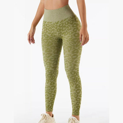 LEOPARD SEAMLESS LEGGINGS - Olive