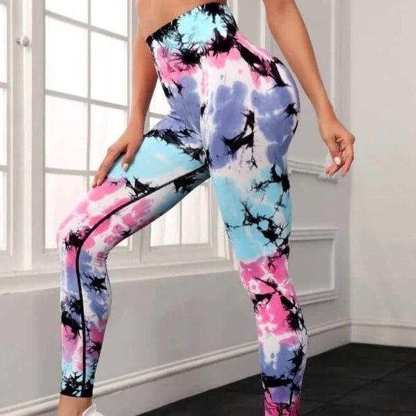 Multicolor Scrunched Tie Dye Leggings - Collection