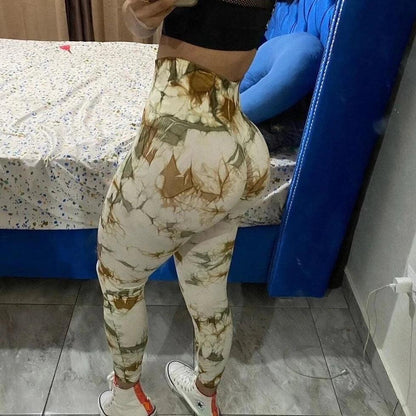 Multicolor Scrunched Tie Dye Leggings - Collection