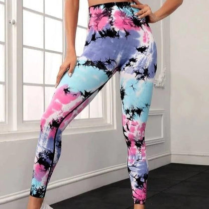 Multicolor Scrunched Tie Dye Leggings - Collection
