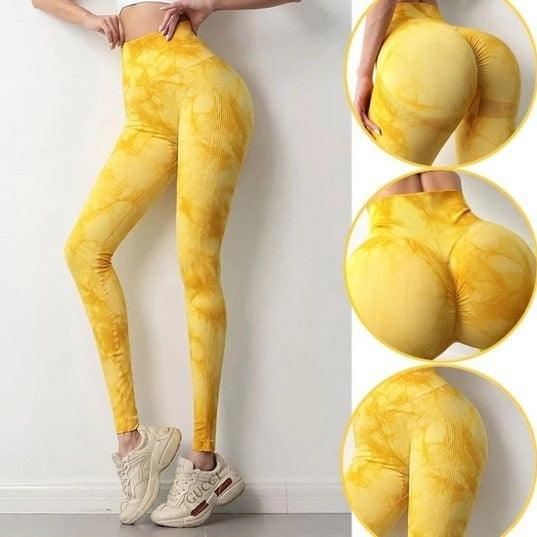 Pchee bum Marble Print High Rise Scrunch Leggings Yellow Size XS - $39 -  From Alexa