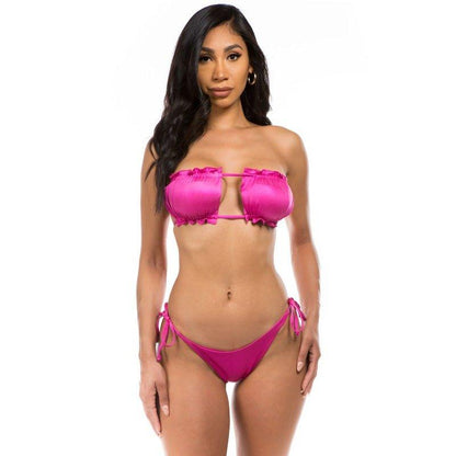 MIAMI RUCHED BIKINI TWO PIECE SET - Metallic